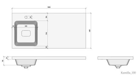 Раковина над стиральной машиной Madera Kamilla 100, левая