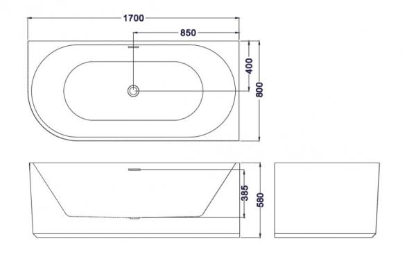 Ванна Esbano Bagama left 170x80x59 отдельностоящая