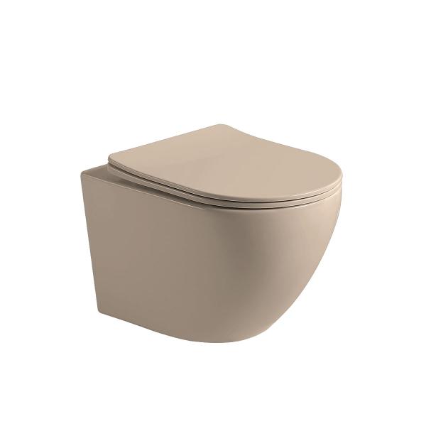 Унитаз подвесной Vincea Globo VT1-14SMC безободковый, цвет капучино мат., ультратонкое сиденье soft-close