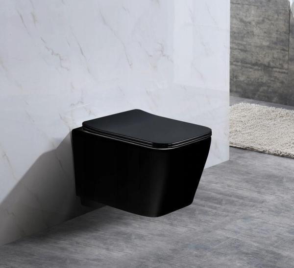 Унитаз Ceramalux NS5170MB безбодковый подвесной черный матовый сиденье микролифт 520x360x350