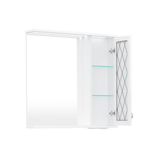 Зеркало-шкаф с LED подсветкой Volna Milena 70 правое белый глянец