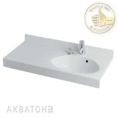 AQUATON раковина Отель 100 cм правая с навесами цвет белый