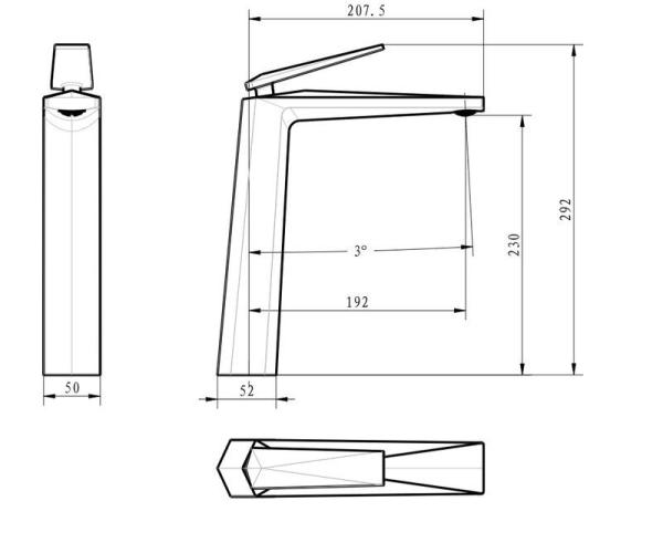 Смеситель для раковины высокий Boheme Venturo черный/золото 382-B