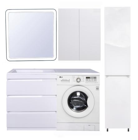 Тумба напольная Style Line Даллас 150, 3 ящика, Люкс белая, PLUS