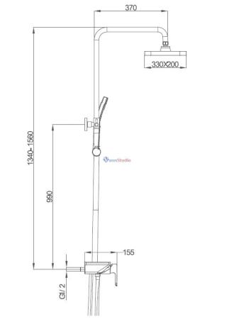 Душевая система Gappo G2496-19 оружейная сталь с изливом
