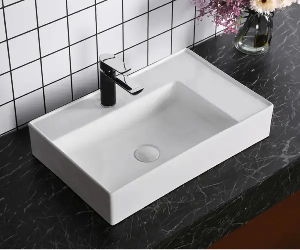 Раковина накладная CeruttiSPA, CR0017 (605х380х120) белая, прямоугольная, с отверстием под смеситель