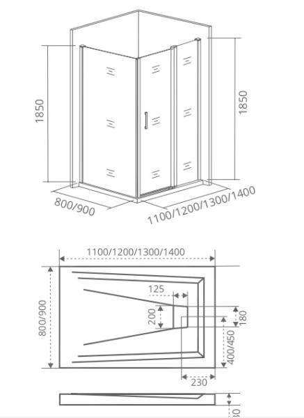Боковая стенка GOOD DOOR Infinity SP-80-G-CH 80x175 см