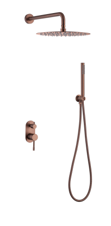 Смеситель встроенный + верхний+ ручной душ Boheme Uno. Copper Brushed 464-CB