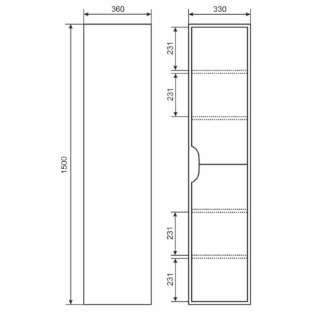 Шкаф-пенал для ванной Uperwood Modul, подвесной, с полками, матовый, белый/графит