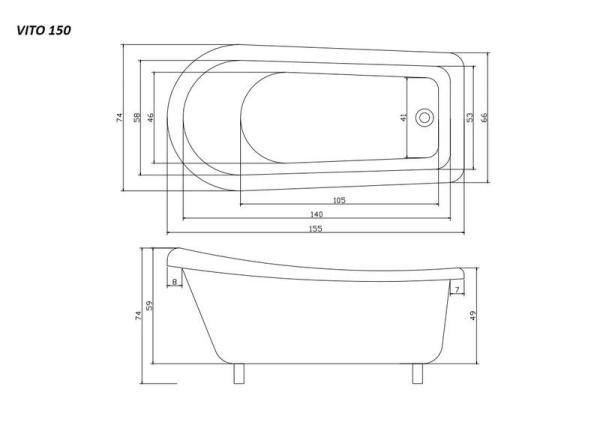 Ванна Cerutti Spa VITO 150 акрловая отдельностоящая (1550x740x750) на львиных лапах (золото)