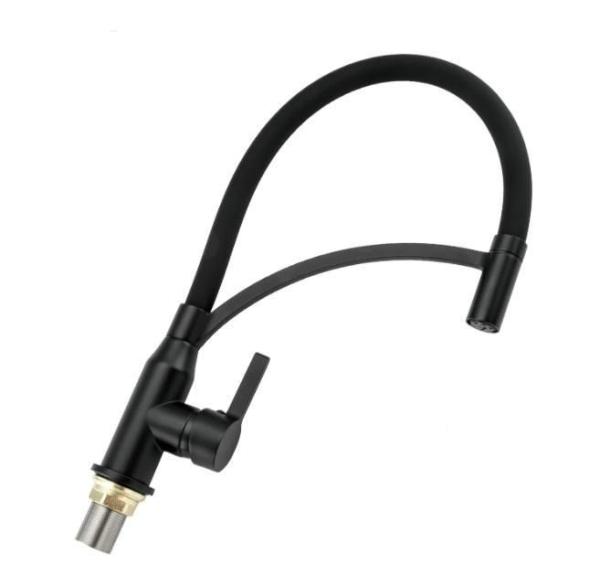 Смеситель для кухни Frap F4552-6 с гибким изливом, черный матовый