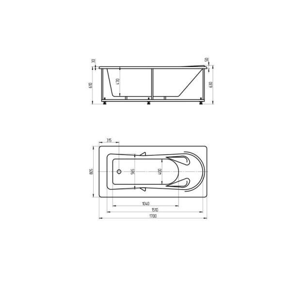 Ванна АКВАТЕК Леда 170x80 без гидромассажа с фронтальным экраном