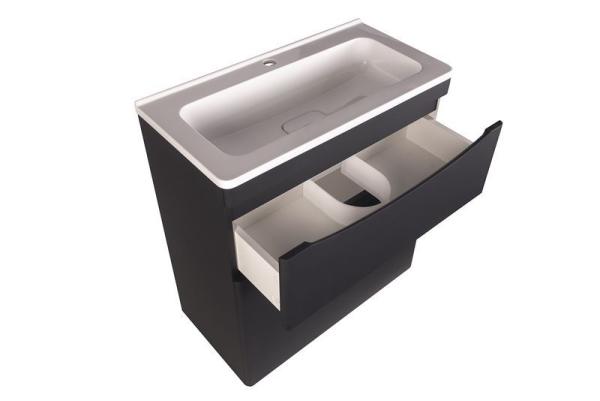 Тумба под раковину Style line El Fante напольная Бергамо мини 70 (2 ящ.) Люкс антискрейтч черный, PLUS