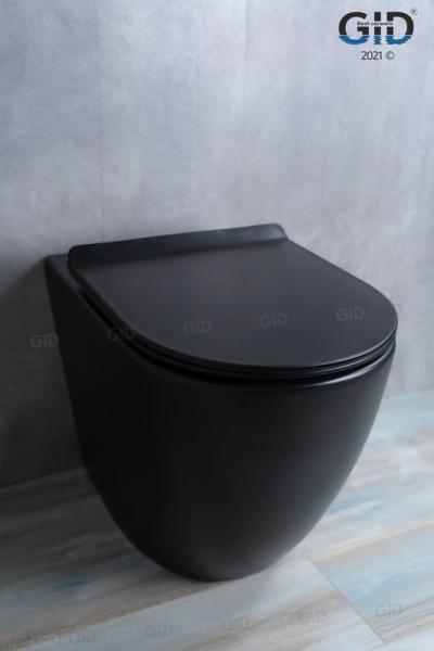 Унитаз Gid TRS-269BM 56 см приставной безободковый микролифт черный матовый