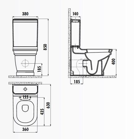 Унитаз CREAVIT ANTIK AN361 напольный AN360-11CB00E-0000 (бачок и сиденье отдельно)