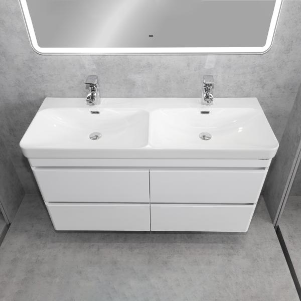 Тумба с раковиной Comforty Енисей-120 00-00022406CF белый глянец c раковиной CF19595BX-120D