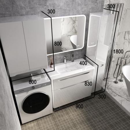 Тумба напольная Style Line Марелла 90 (2 ящ.) Люкс антискрейтч белый глянец, PLUS