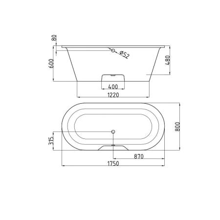 Ванна AquaStone Венеция 175х80 иск. камень