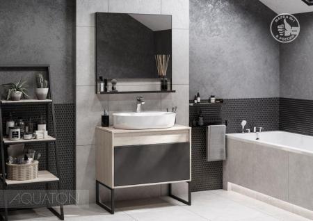 Тумба под раковину AQUATON Лофт Урбан 80 серый графит, дуб орегон 1A247601LQX60