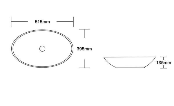 Раковина Cerutti SPA CR0019 накладная, белая, овальная 515х395х135