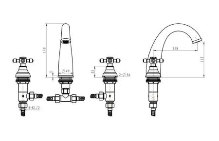 Смеситель для раковины Boheme Satine 297-ST золото
