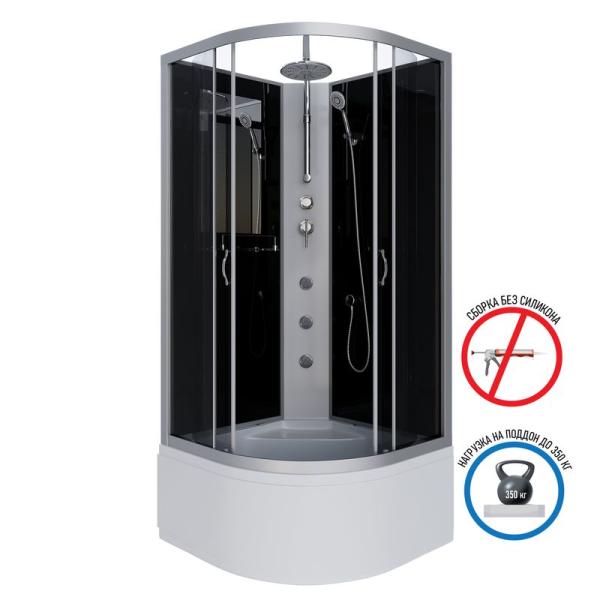 Душевая кабина Niagara NG-2509-14BKTG 1000х1000х2100-2400 высокий поддон 40см стекло тонированное