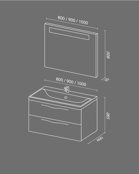 Зеркало Sanvit ТАНДЕМ 70х80 см LED с подсветкой
