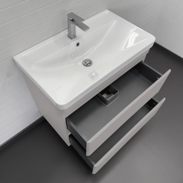 Тумба с раковиной Comforty Енисей-80П2 00-00022358CF подвесная серый шелк c раковиной 4480