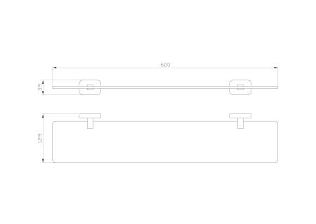 Стеклянная полка для ванной WONZON & WOGHAND GRAFFITY, Брашированный никель (WW-9327-BN)