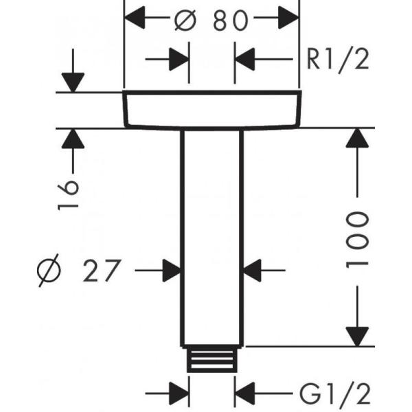 Hansgrohe 27393700 Потолочный кронштейн,100 мм, матовый белый