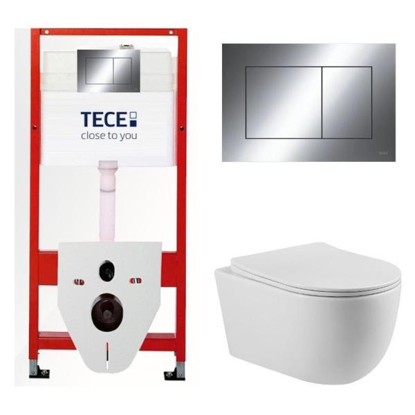 КОМПЛЕКТ TECE + beWash: 9400412 Инсталляция для подвесного унитазаTECE + BeWash Bogen Унитаз подвесной безободковый с сиденьем микролифт белый глянец 88313201 + 2111DP