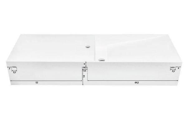 Раковина NT BAGNO NT501 Cagliari Right 1200x420 искусственный камень белый матовый