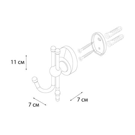 Двойной крючок для ванной FIXSEN EUROPA FX-21805B, хром