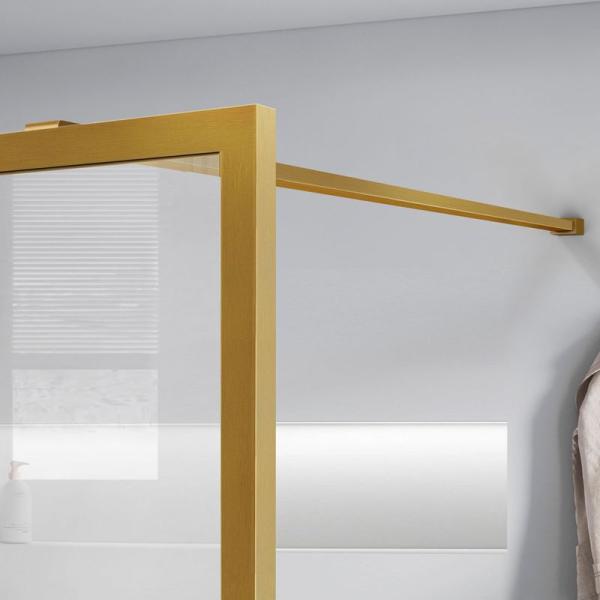 Душевая перегородка Vincea Walk-In VSW-1HC100CFBG, 1000*2000, браш. золото, стекло прозрачное/рифленое