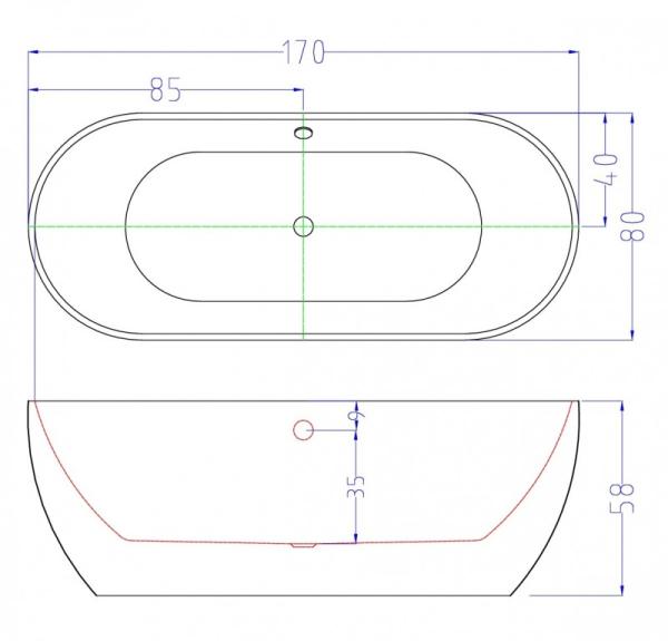 Ванна Esbano Tokyo white 170x80x58 отдельностоящая