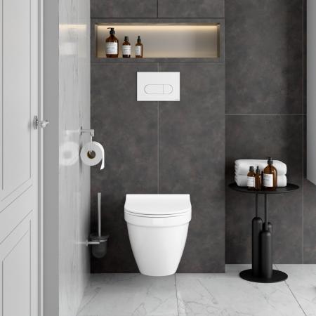 Инсталляция с унитазом VitrA S50 9003B003-7203 комплект 4 в 1 с сиденьем микролифт безободковый цвет клавиши глянцевый белый
