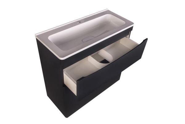 Тумба под раковину Style line El Fante напольная Бергамо мини 80 (2 ящ.) Люкс антискрейтч черный, PLUS