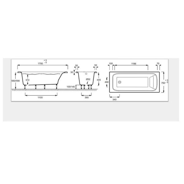 Ванна Jacob Delafon ELITE E6D031RU-00 170x75 см