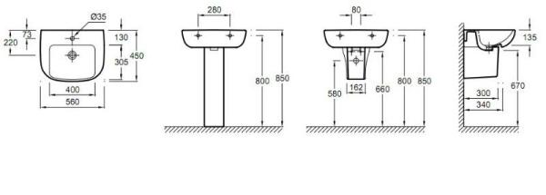 Раковина Jacob Delafon Odeon Up E4737 56 см
