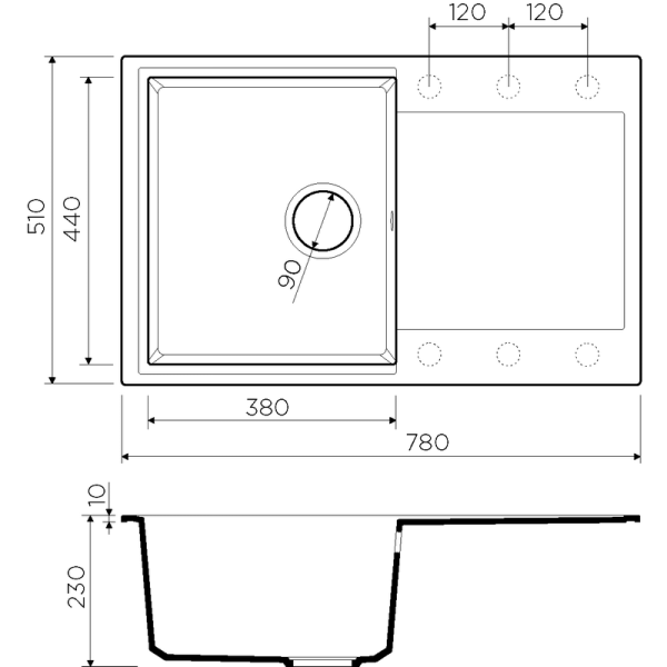 Кухонная мойка Omoikiri Daisen 78-PA 4993323, 780х510, пастила