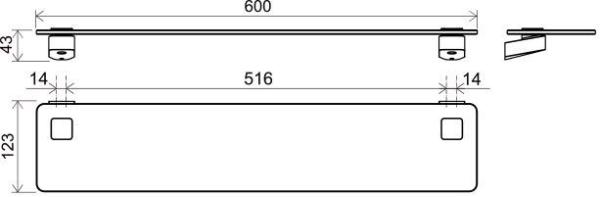 Полка Ravak 10° TD 500.00 64 см стеклянная X07P332