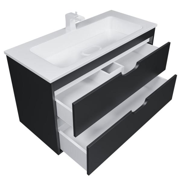Тумба под раковину для ванной Uperwood Modul 100 см, подвесная, матовая, черная