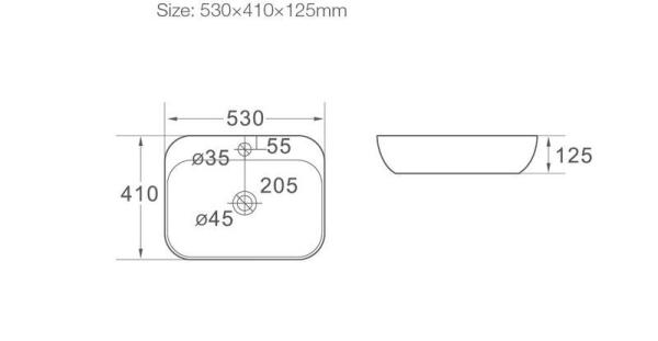 Раковина SantiLine SL-1024 53x41 на столешницу керамическая Белый
