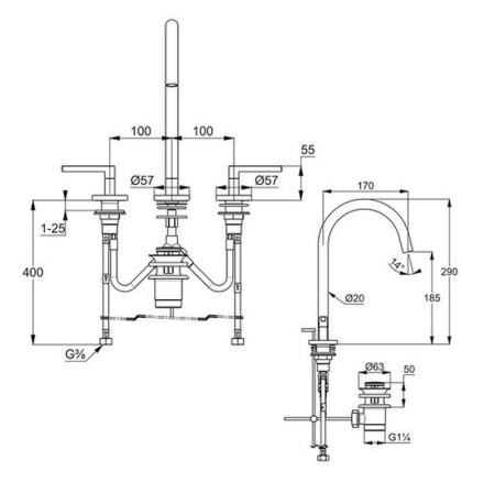 Смеситель KLUDI NOVA FONTE Puristic 201430515 для раковины