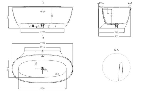 Ванна Salini ALDA WALL 170 S-Sense глянцевая 101915G