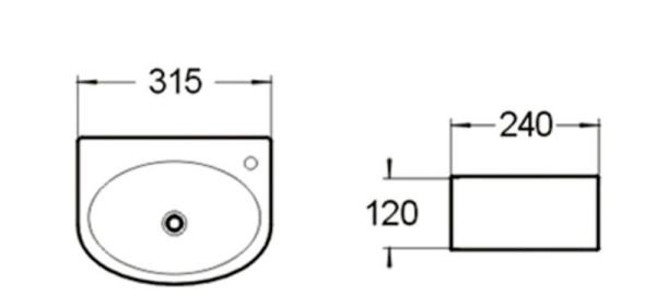 Раковина SantiLine SL-2019 31,5x24 подвесная керамическая Белый