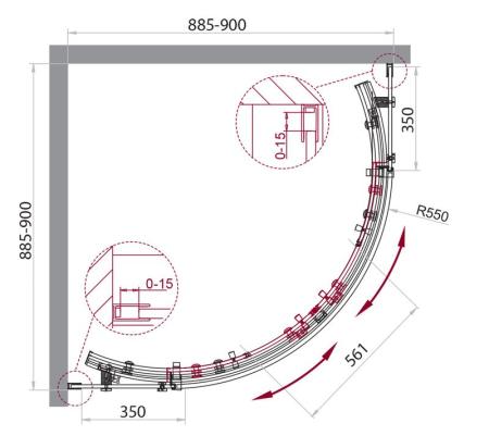 Душевой уголок BelBagno ACQUA 90x90 прозрачное стекло 8 мм профиль черный матовый ACQUA-R-2-90-C-NERO