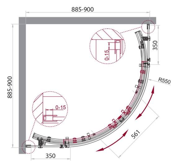 Душевой уголок BelBagno ACQUA 90x90 прозрачное стекло 8 мм профиль черный матовый ACQUA-R-2-90-C-NERO