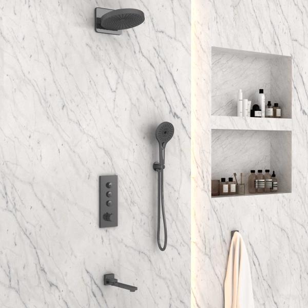 Душевой комплект Vincea Inspire VSFW-433TI1GM встраиваемый, вороненая сталь