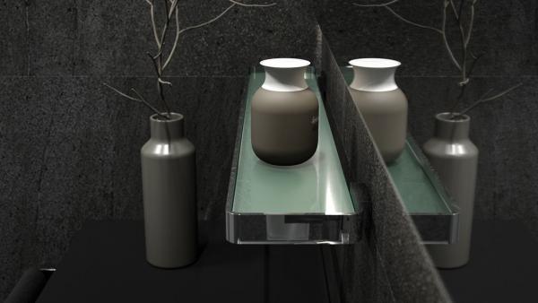 Полка с держателями  матовое стекло;  ARTWELLE Regen 832760A хром